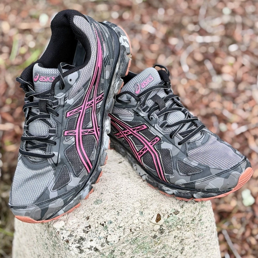 Asics Gel Scram 2 T56BQ Gray Running Shoes Sneaker Women Size 10 Pink Gray Camo
